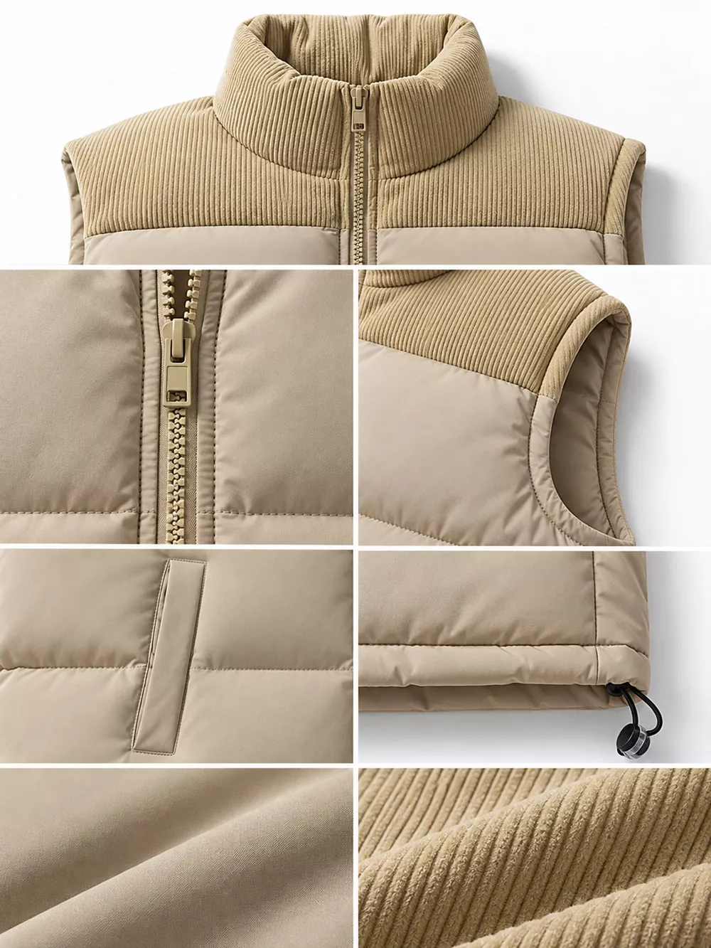 Men's Full Size Corduroy Patchwork Puffer Vest Plus Size, image 3