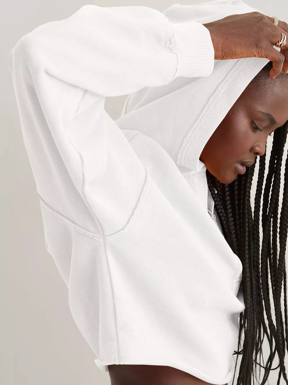 Dropped Shoulder Cropped Hoodie, image 34