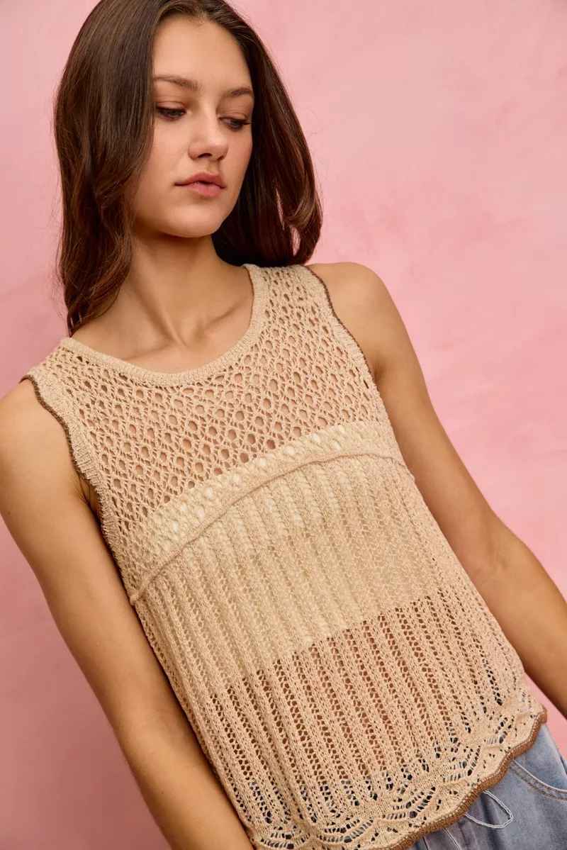 Crochet Lace Light Weight Sweater Vest, image 2