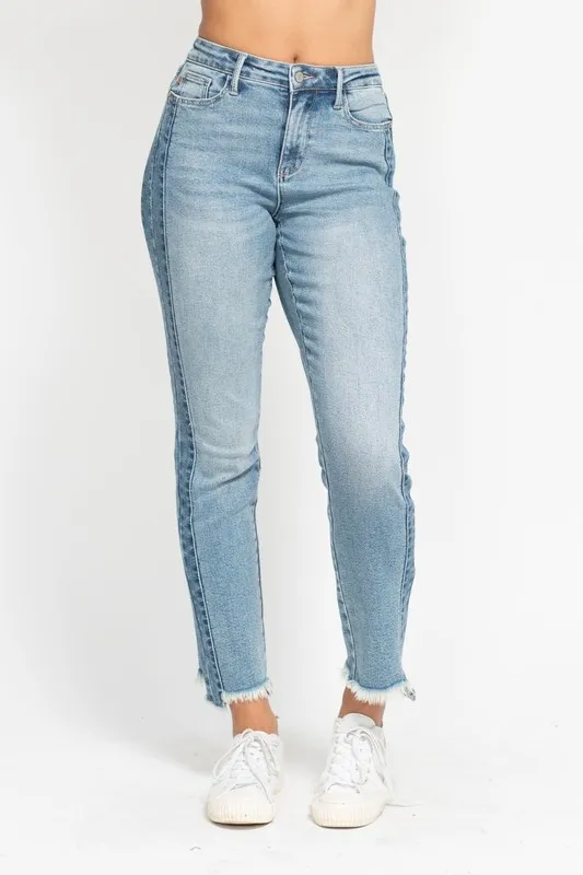 Full Size Vintage Wash Side Panel Detail with Fray Hem Slim Plus Size, image 6