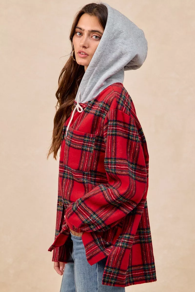 Brushed Plaid Hooded Jacket, image 8