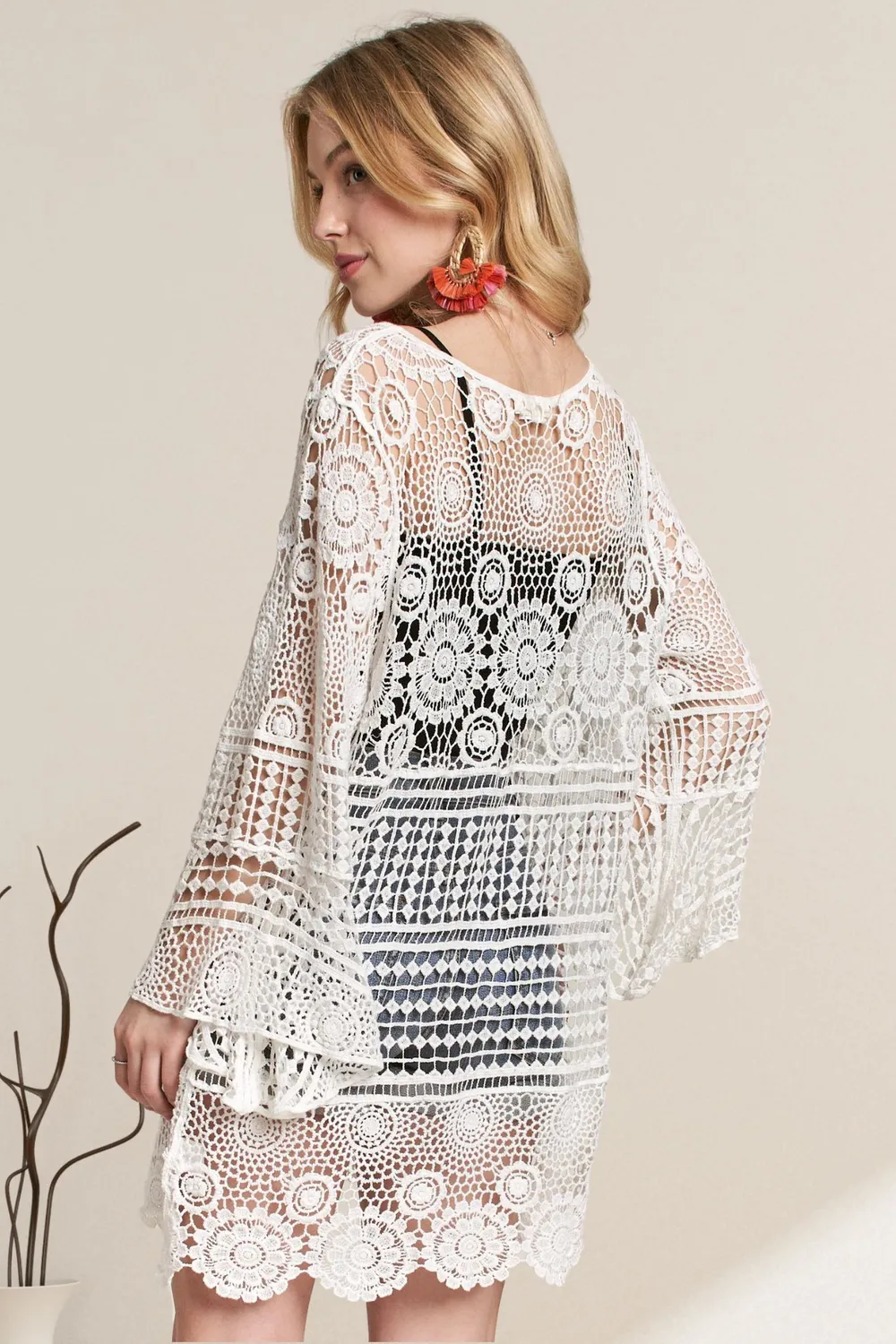 Front Lace Up Crochet Cover Up, image 3