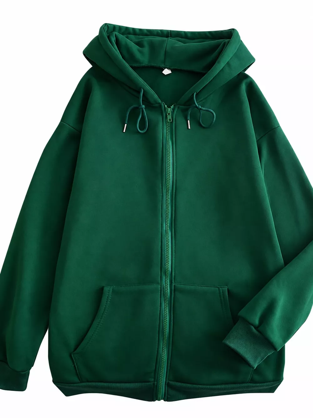 Full Size Oversized Solid Zip-Up Hoodie with Drawstring Plus Size, image 46