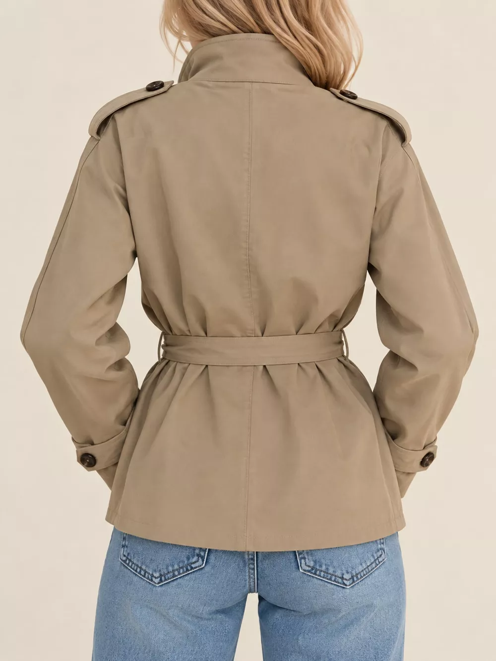 Full Size Double-Breasted Belted Trench Outerwear Plus Size, image 3