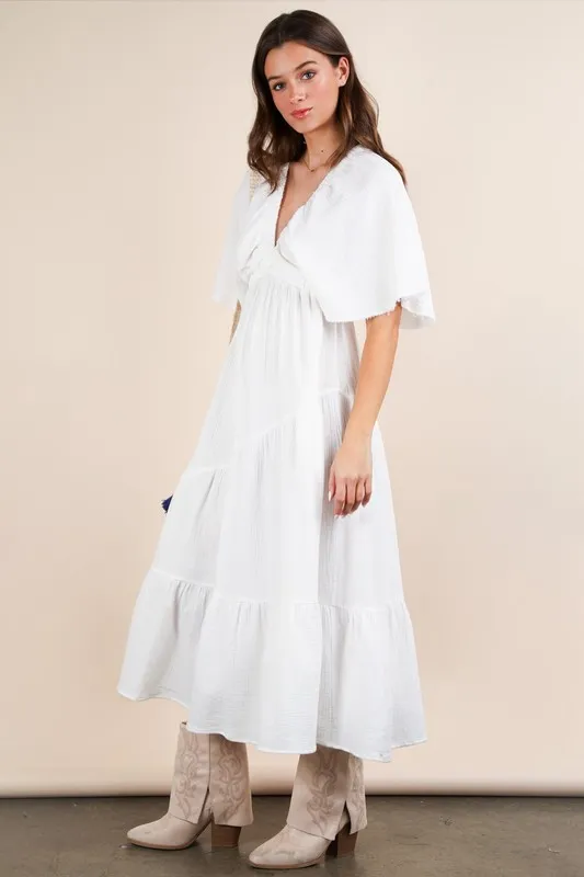 Mineral Washed Elastic Neck Detail Midi Dress, image 4