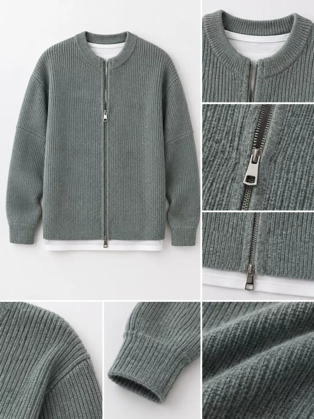 Zip Up Dropped Shoulder Cardigan, image 12