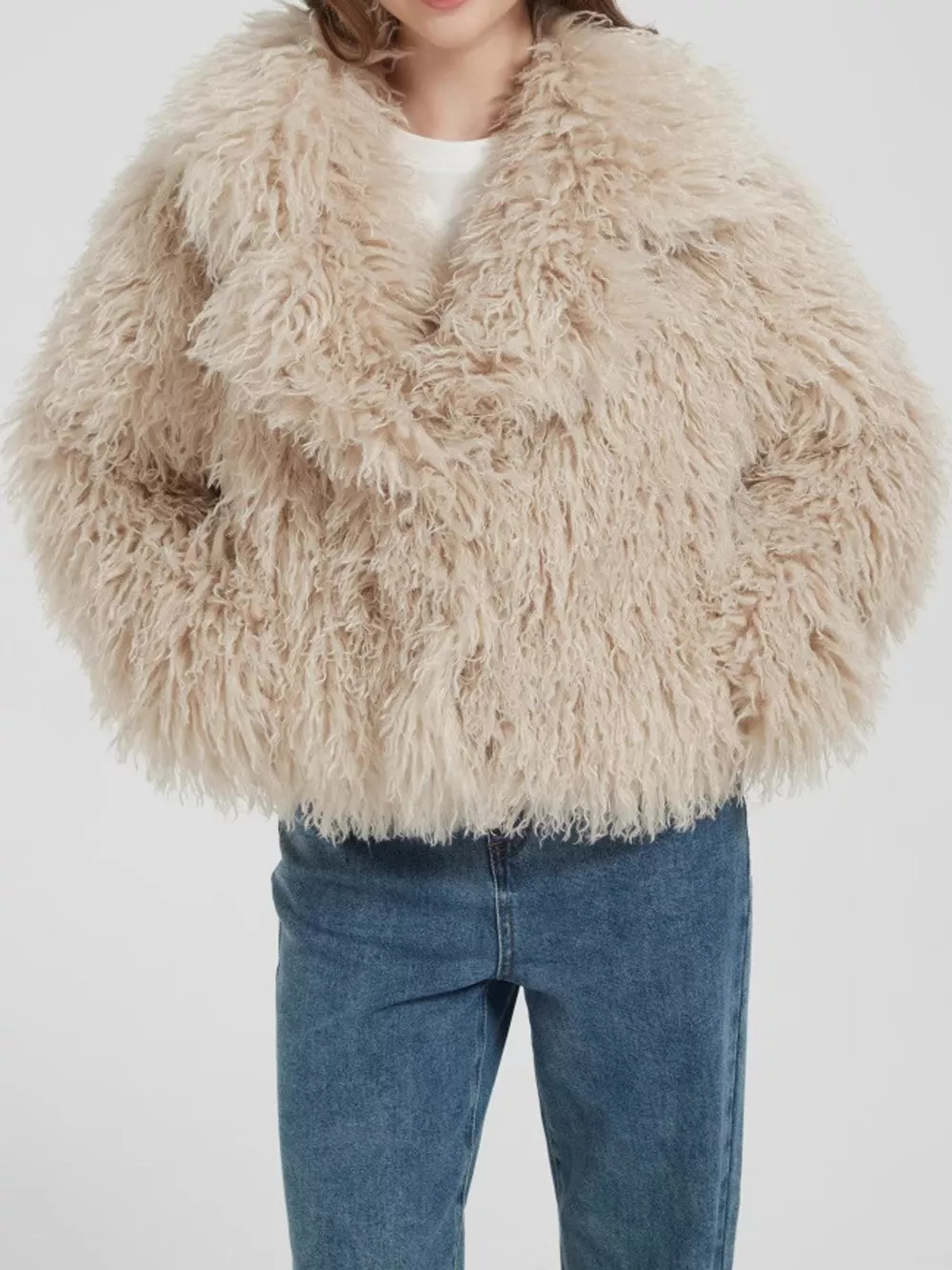 Faux Fur Open-Front Cropped Outerwear, image 5