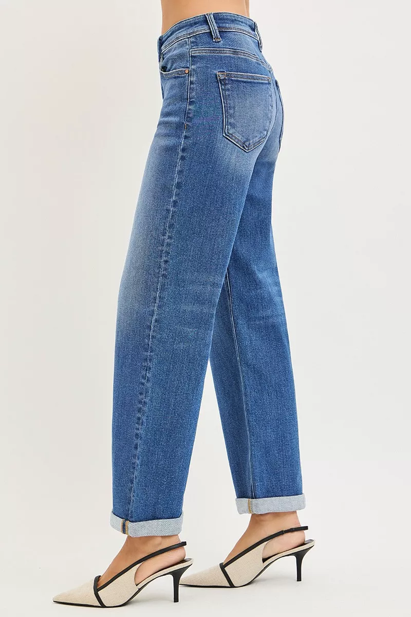 Full Size High Rise Relaxed Fit Ankle Straight Cuff Jeans Plus Size, image 2