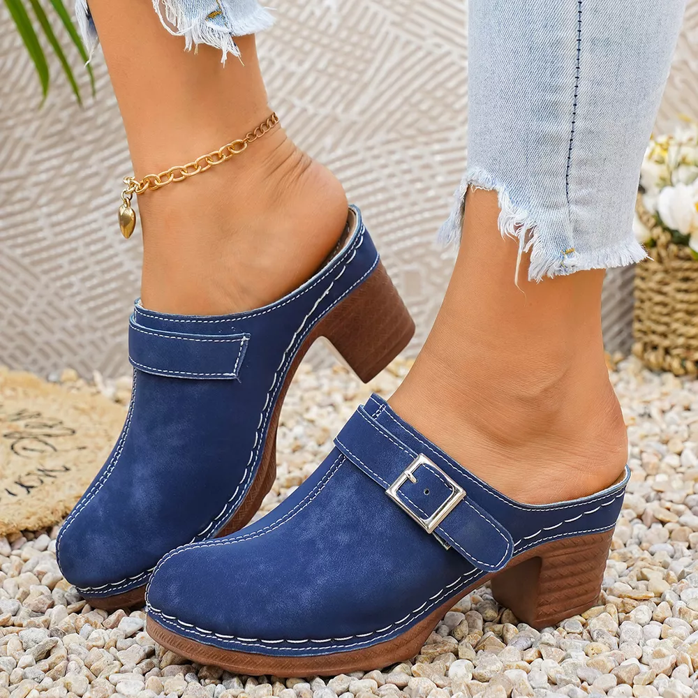 Round Toe Block Heels Sandals, image 5