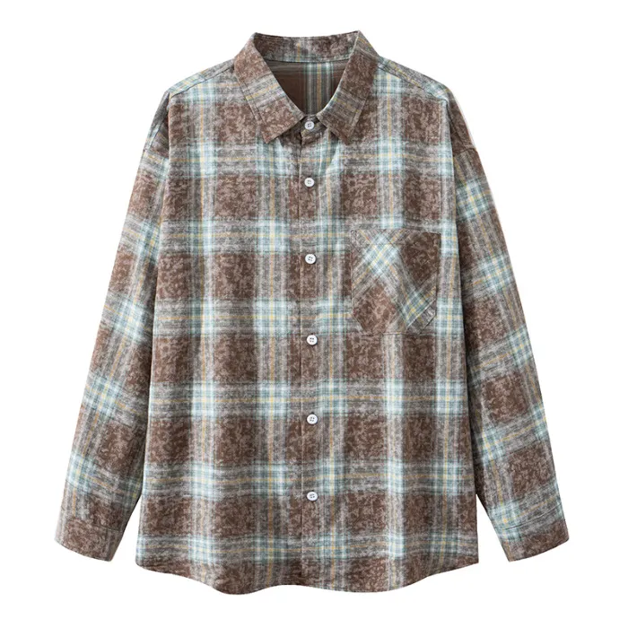 Men's Plus Size Plaid Button Up Long Sleeve Shirt