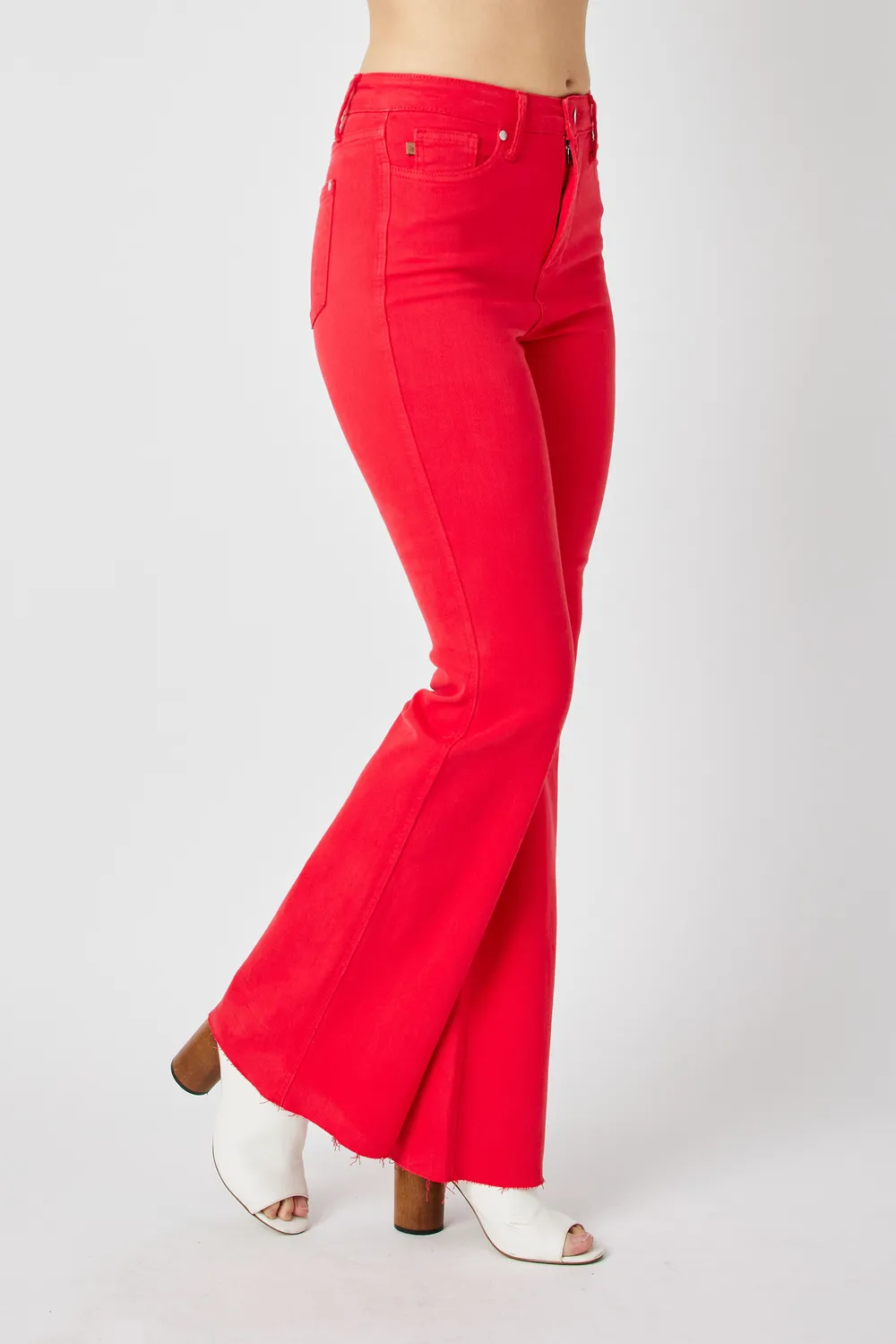 Full Size Hw Tummy Control Garment Dyed Flare Jeans Plus Size, image 3