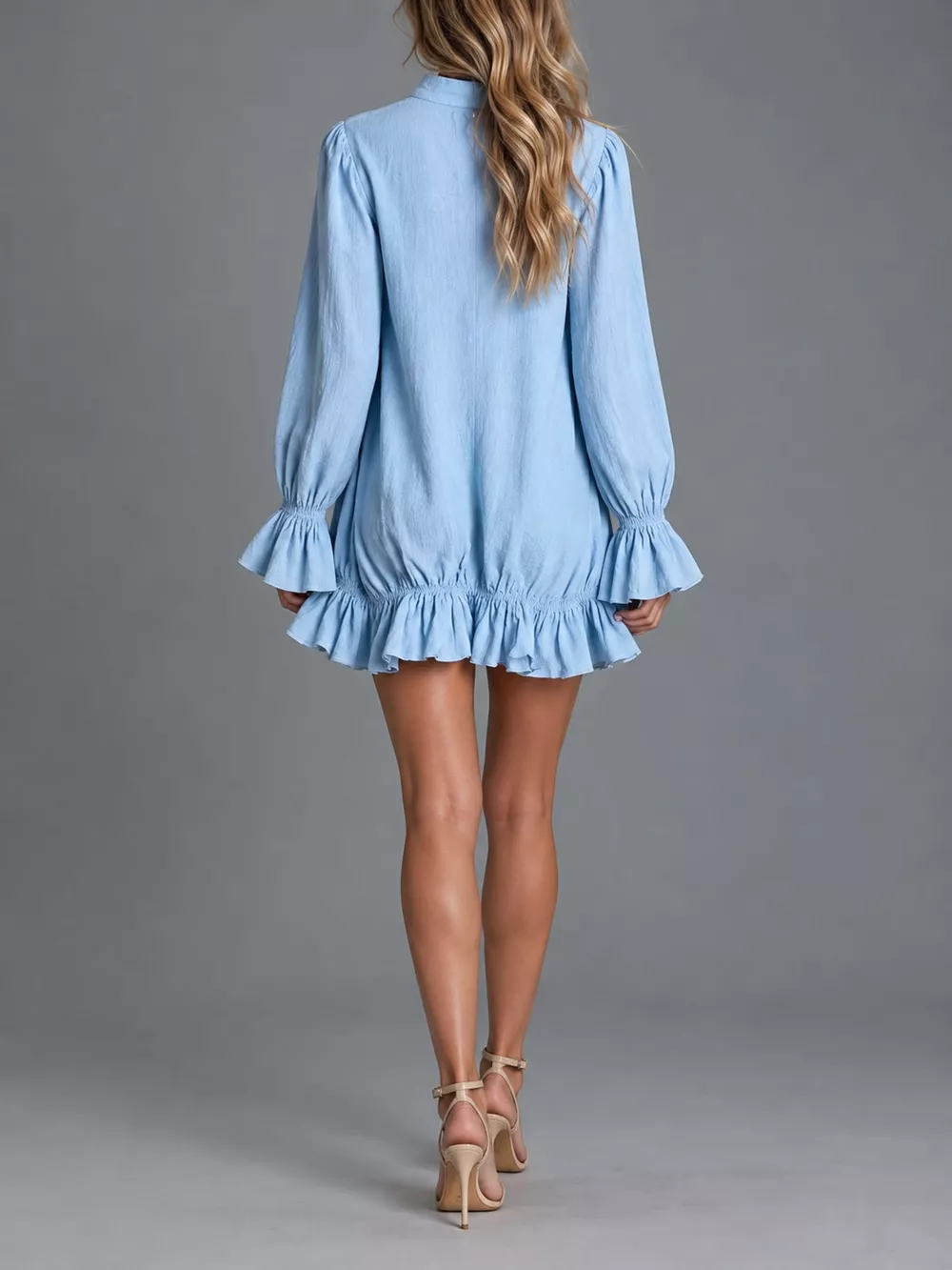 Zipper-Front Ruffle Hem Mini Dress, image 33