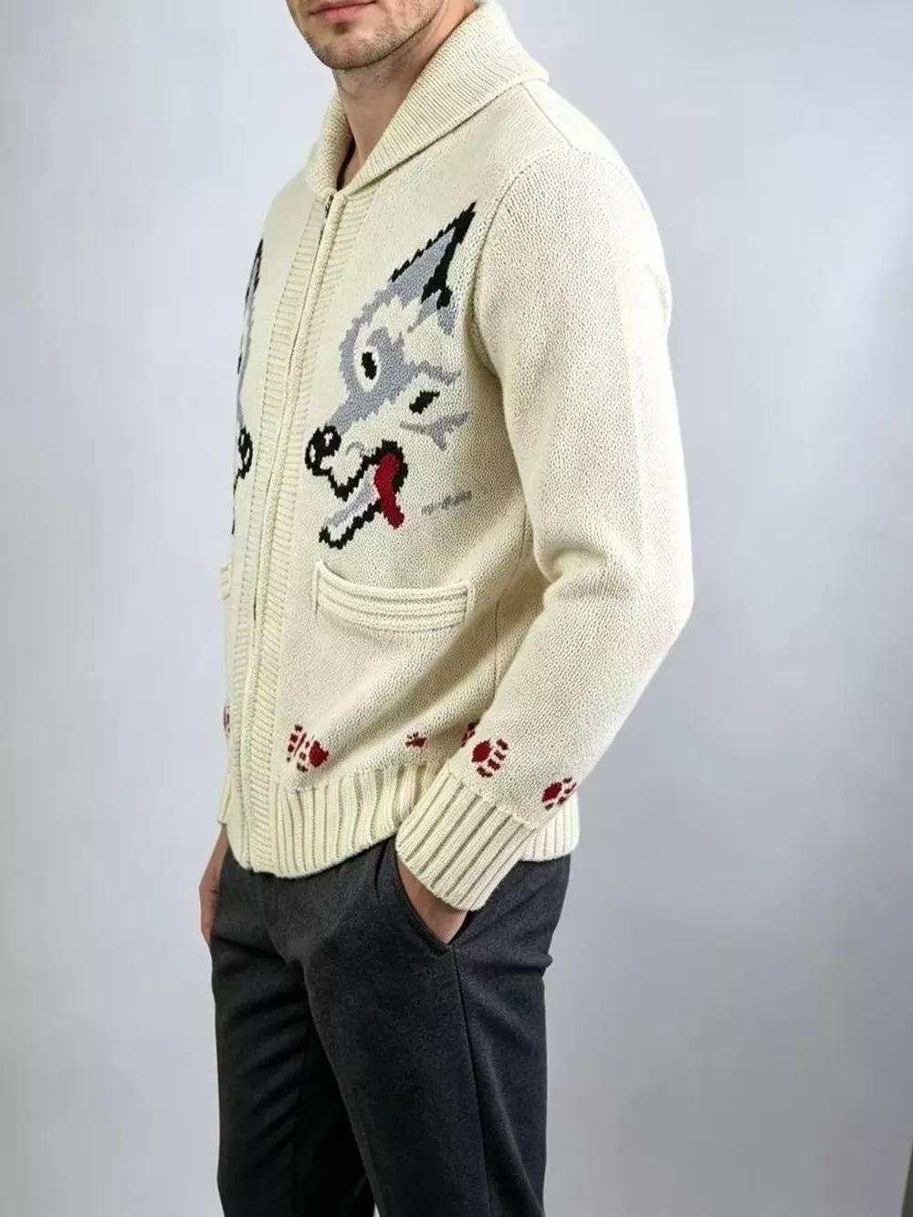 Men's Full Size Animal Chunky Knit Zip-Up Cardigan Plus Size, image 35