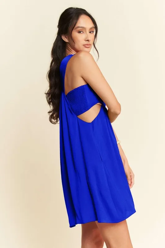 Washed Satin Cutout Skirt Bandeau Mini Dress, image 4