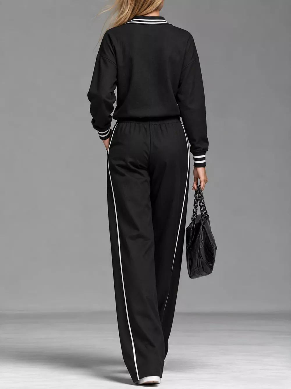 Striped Half Zip Top and Pants Set, image 8