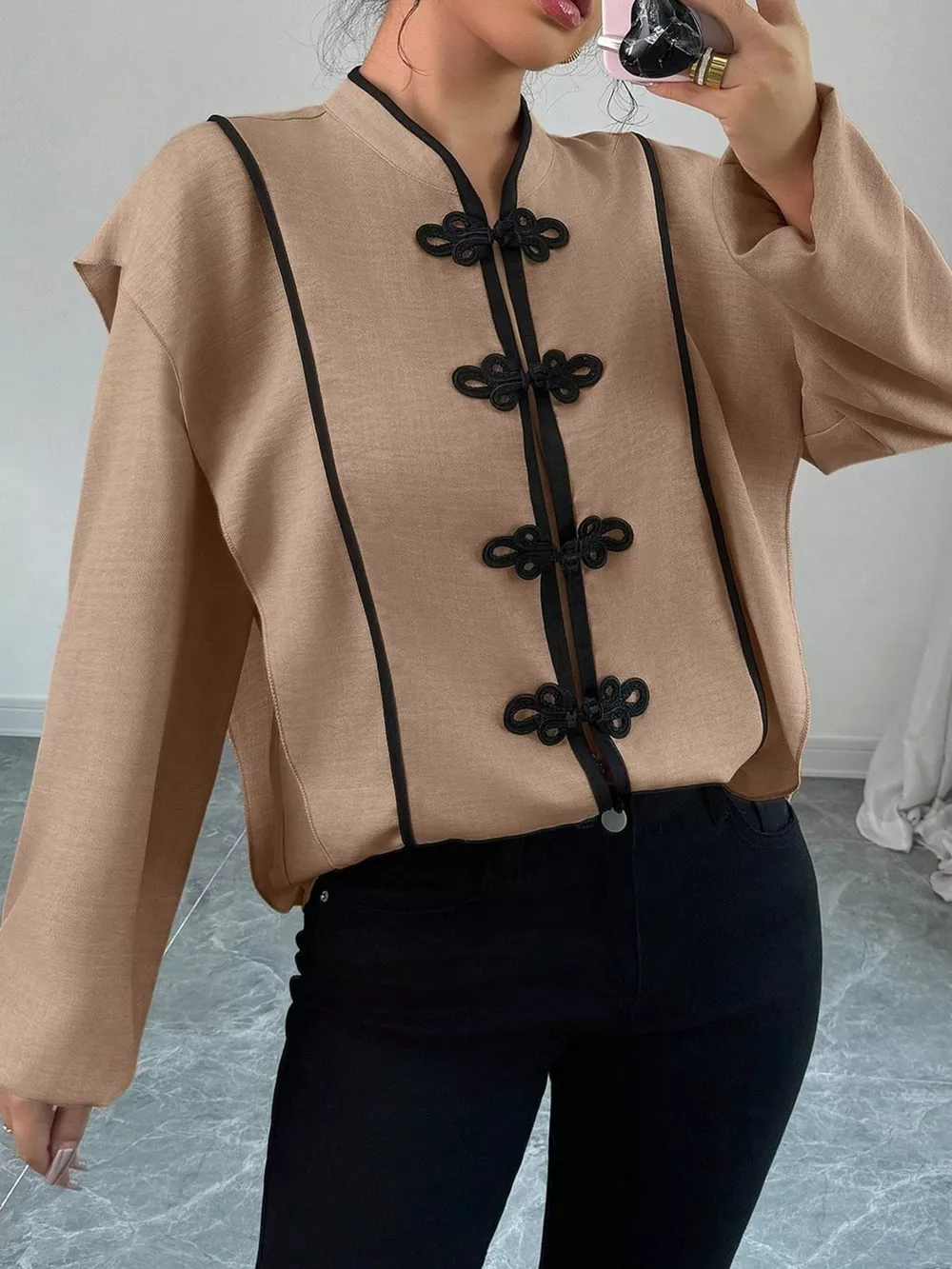 Chinese-Style Mandarin Collar Blouse, image 12