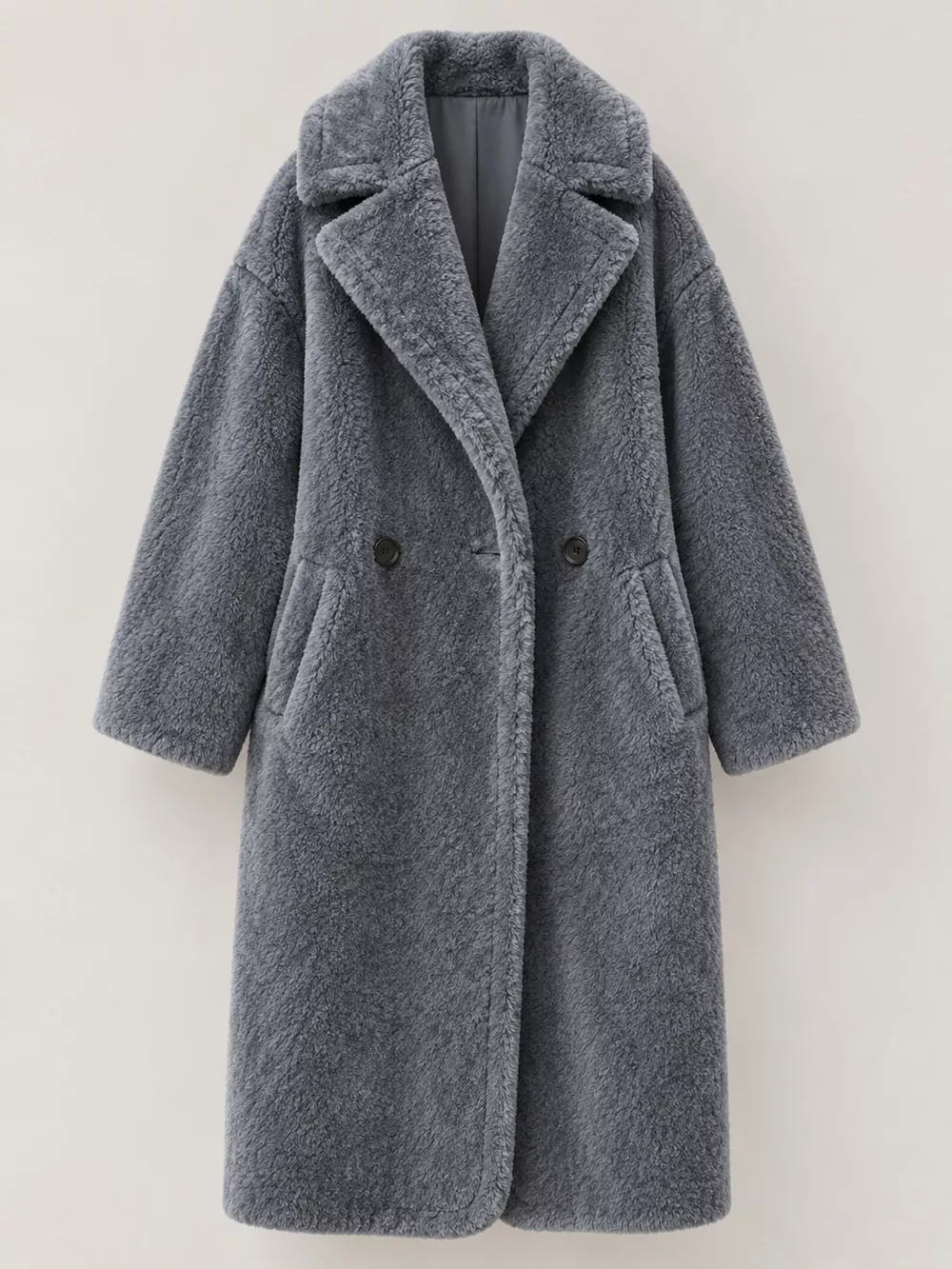 Double-Breasted Fuzzy Longline Outerwear, image 4