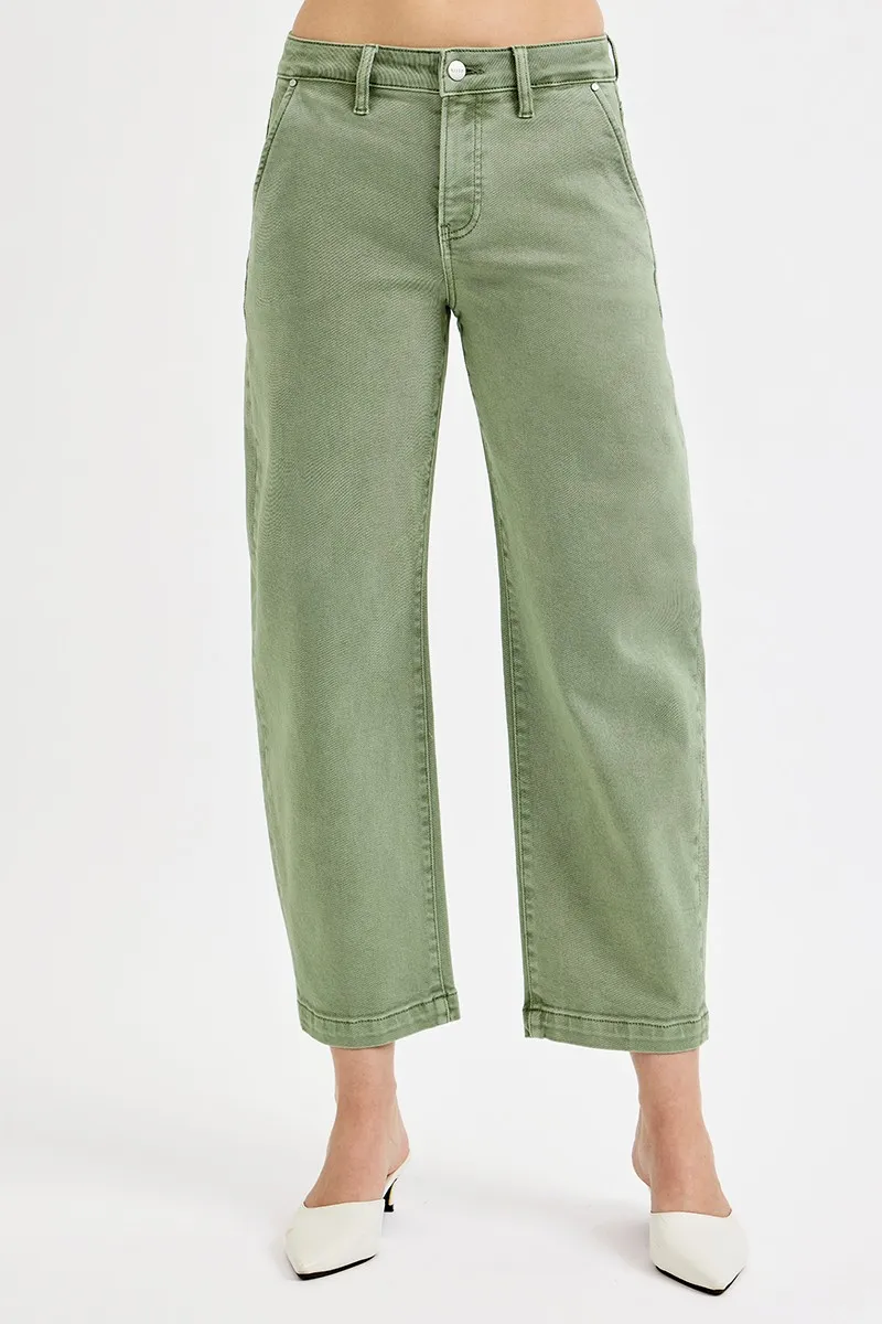 Full Size Tummy Control High Rise Crop Barrel Jeans Plus Size, image 3