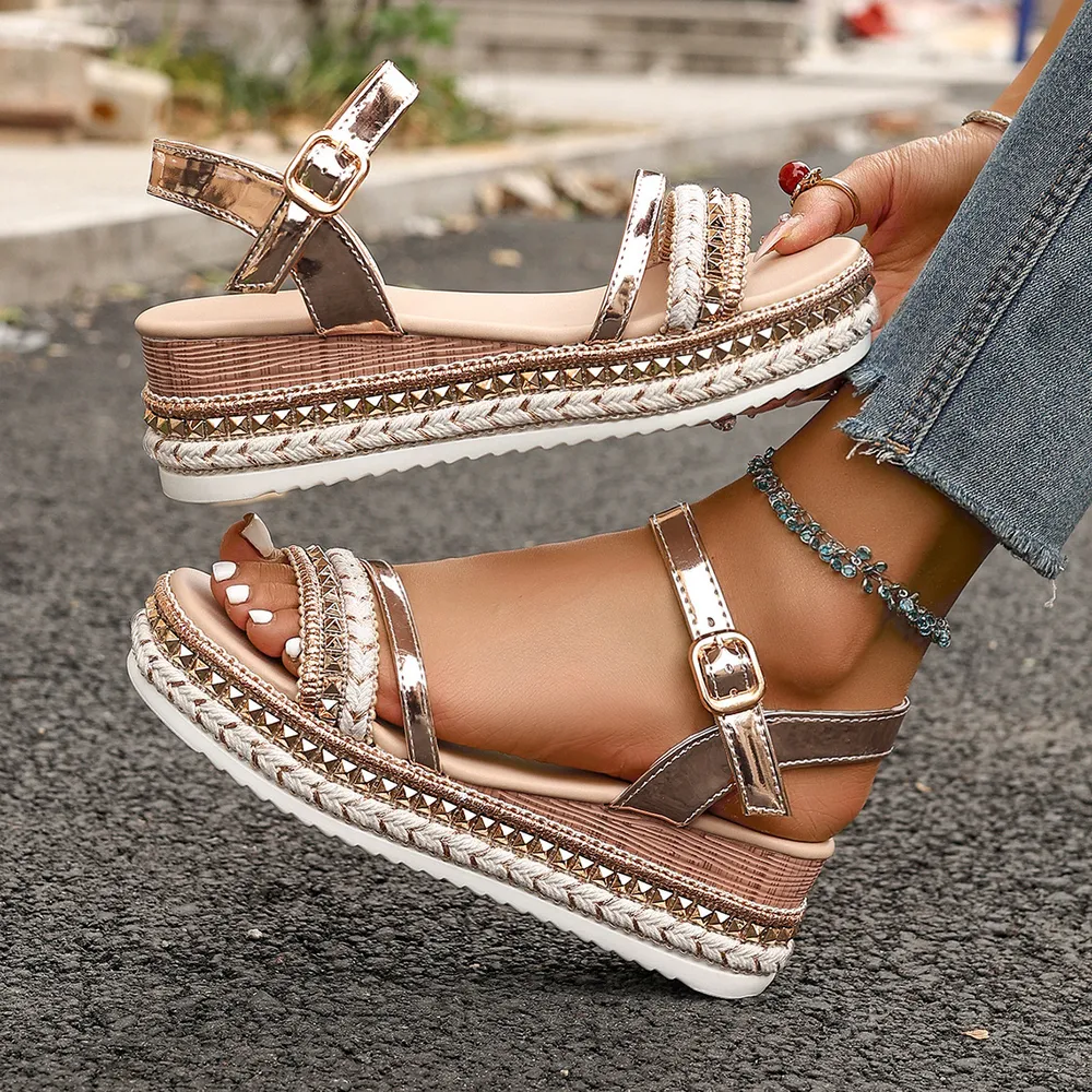 Rhinestone Embellished Platform Sandals, image 4