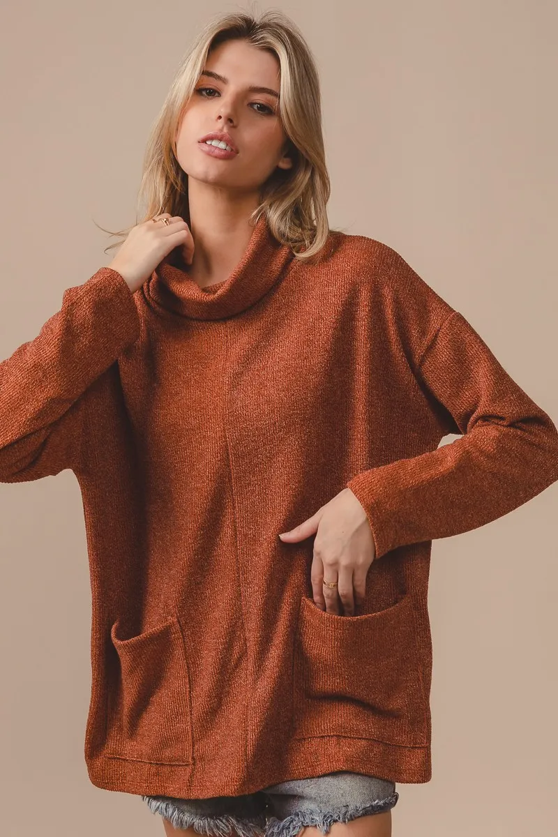 Piper Rib Double Pocket Turtle Neck Sweater, image 4