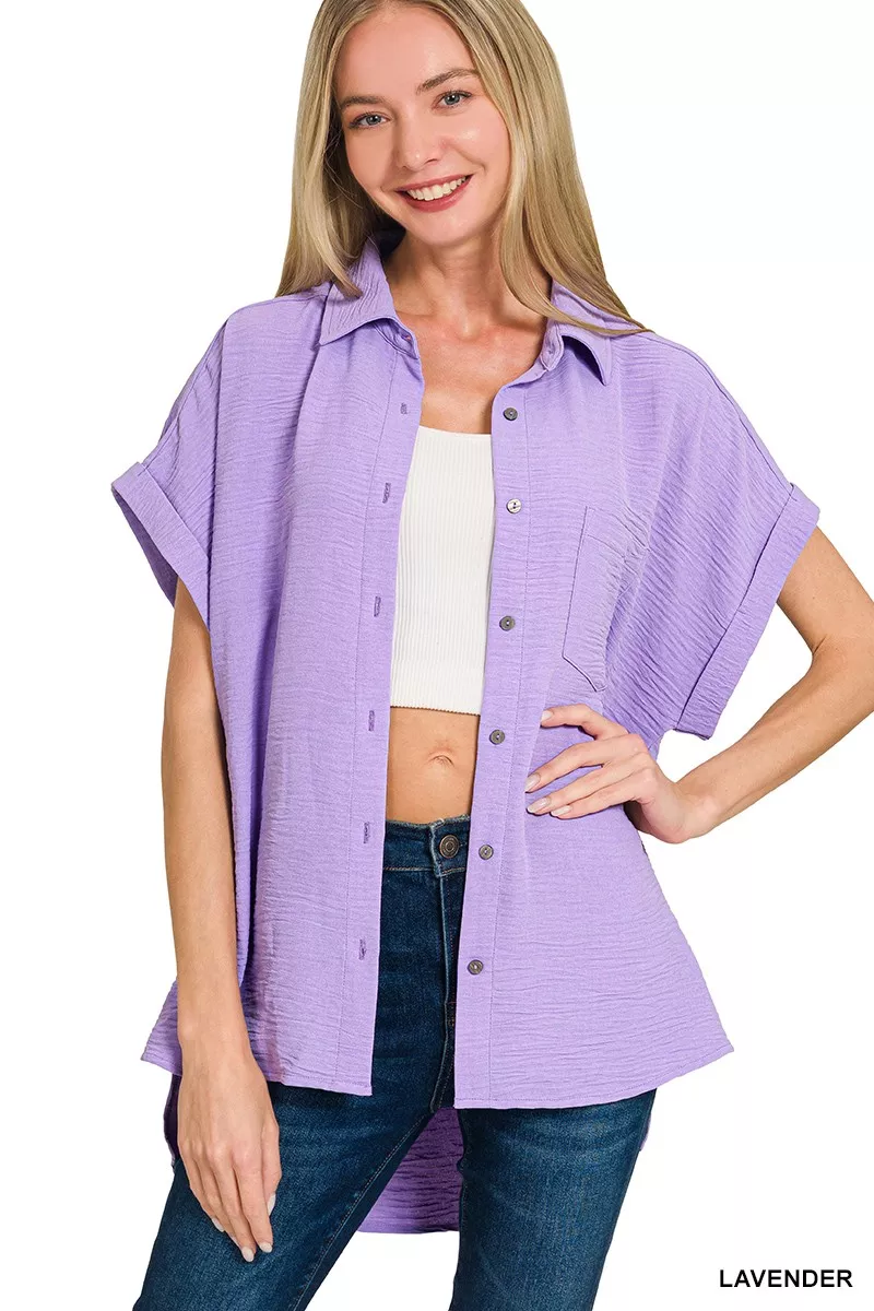 Woven Airflow Button Down Shirt, image 3