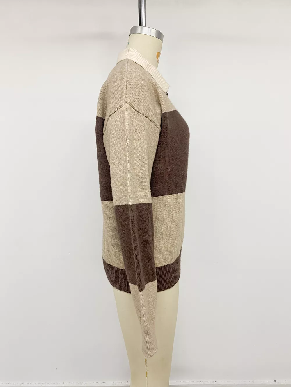 Color Block Polo Collar Sweater, image 7