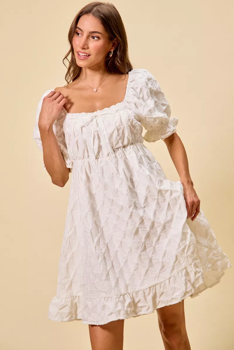 Texture Woven Ruching On Bust Mini Dress, image 3