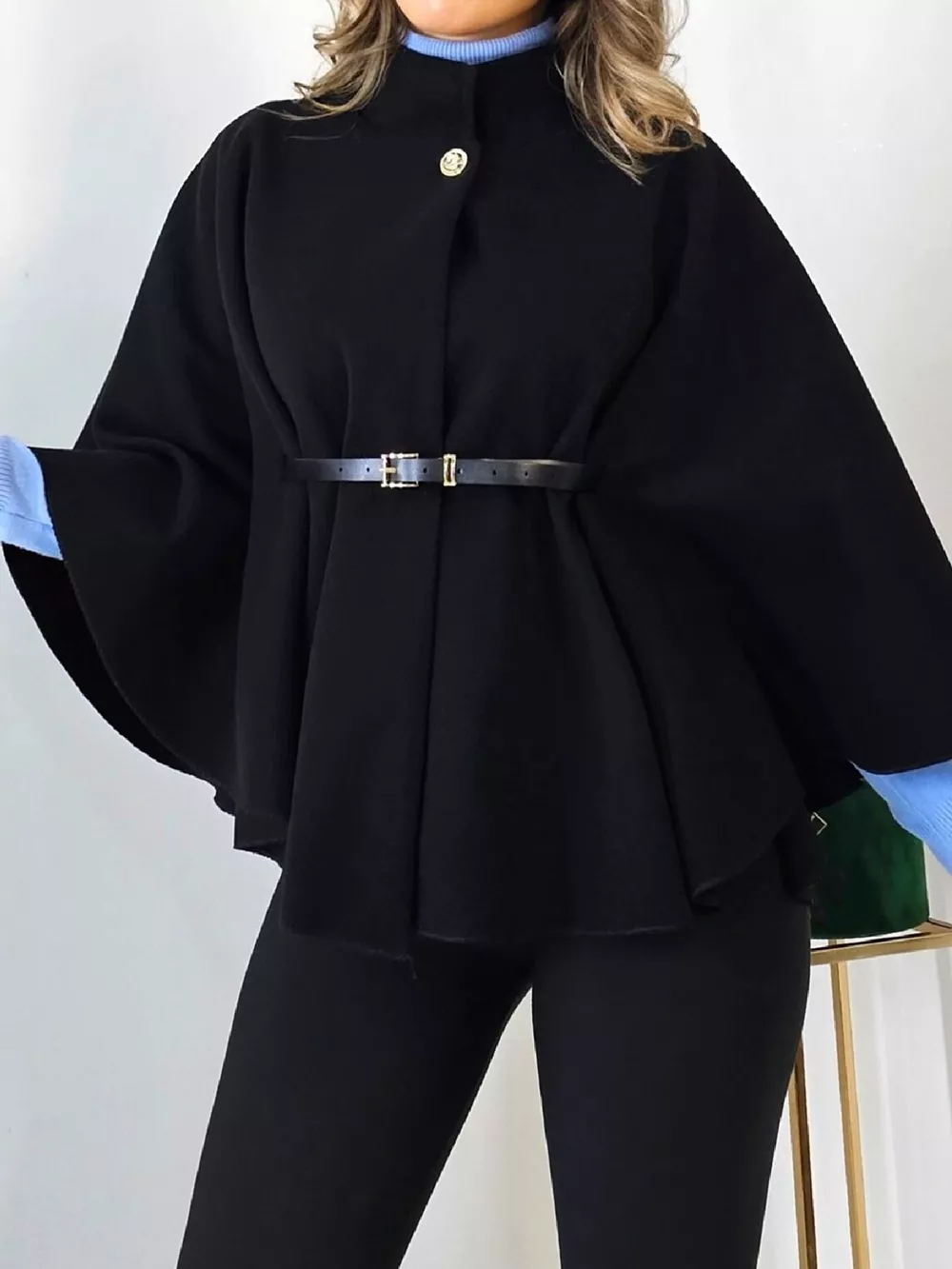 Mock Neck Cape Coat, image 3