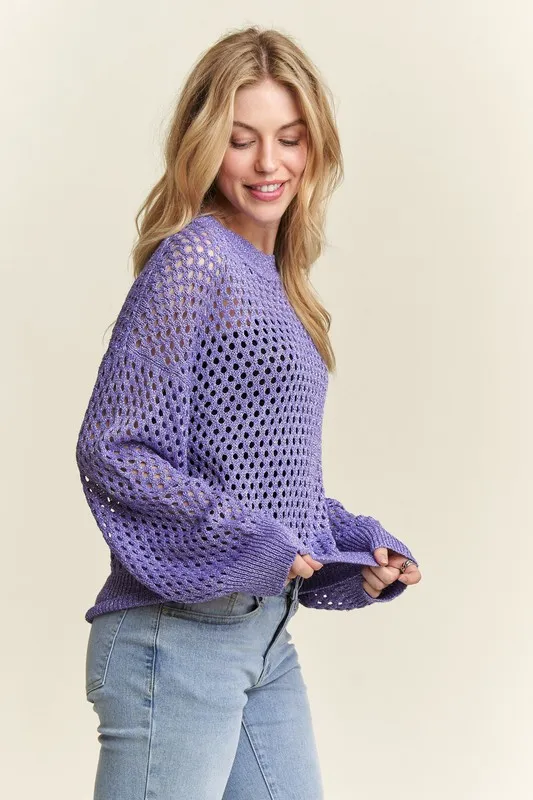 Round Neck Lurex Crochet Top, image 2