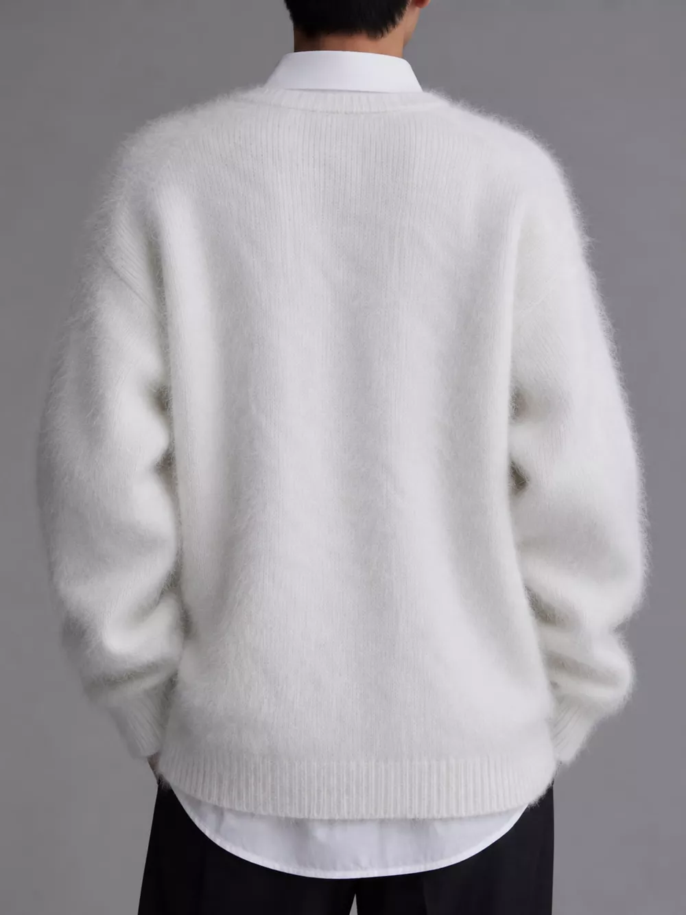 Fuzzy V-Neck Button-Down Cardigan, image 11