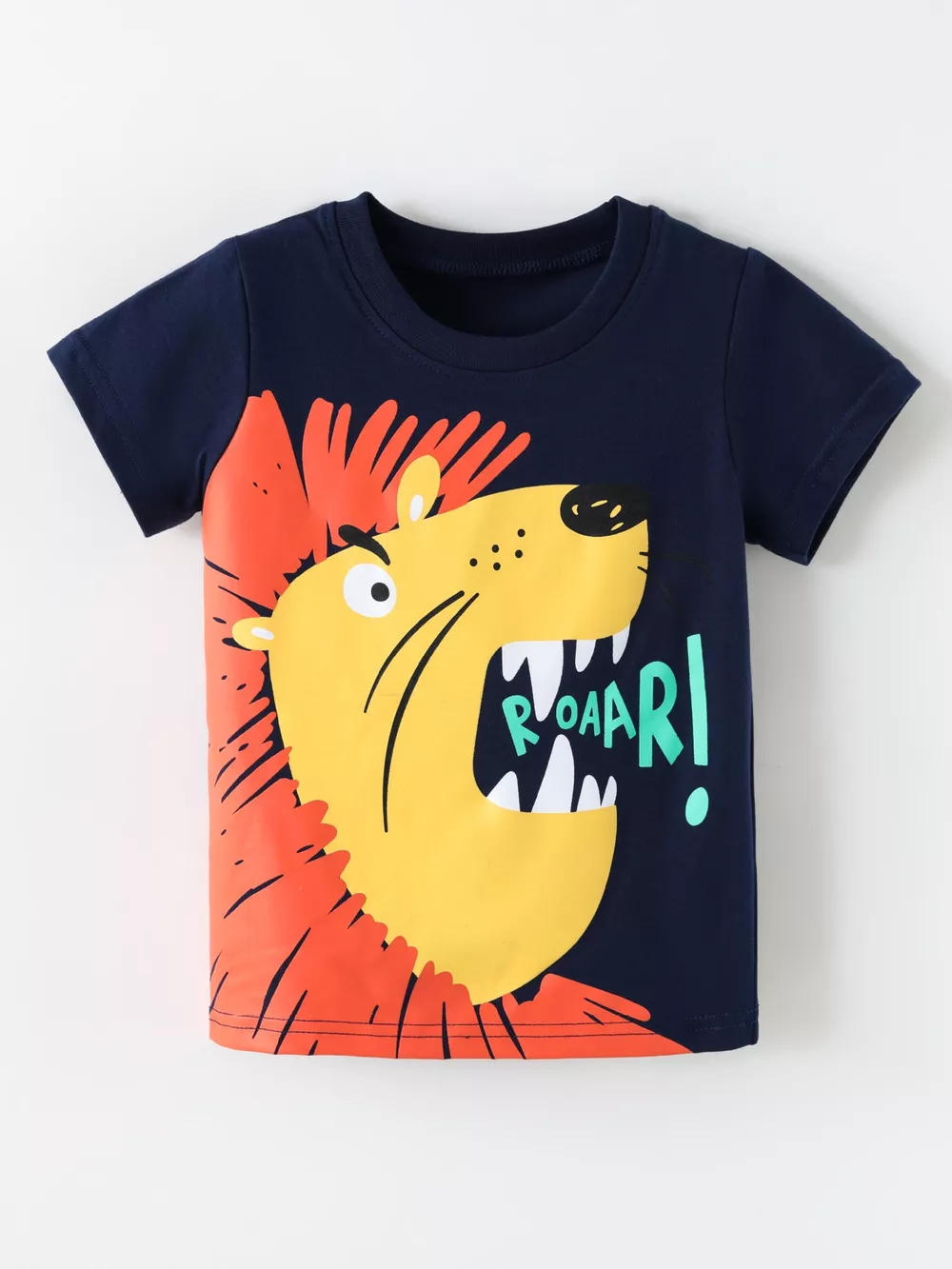 Children's Lion Graphic Round Neck T-Shirt, image 2