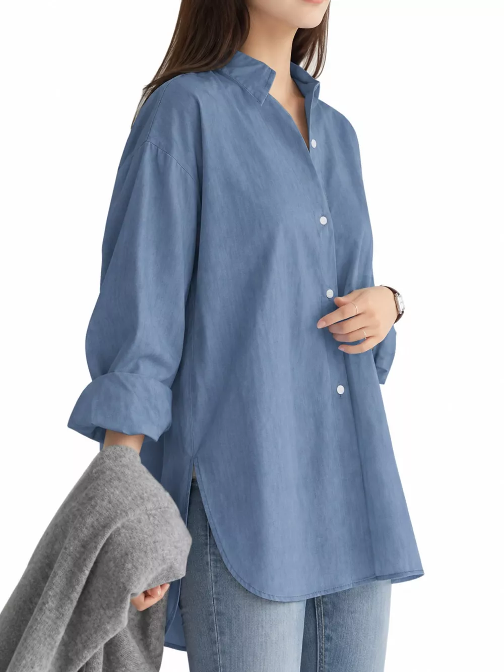 Full Size Oversized Button-Down Long Sleeve Shirt Plus Size, image 22