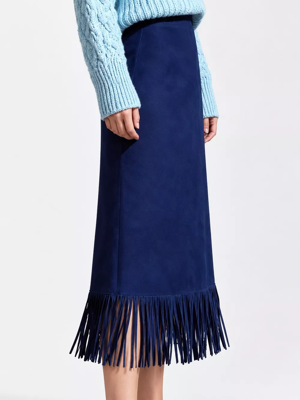 High-Waisted Fringe Midi Skirt, image 21