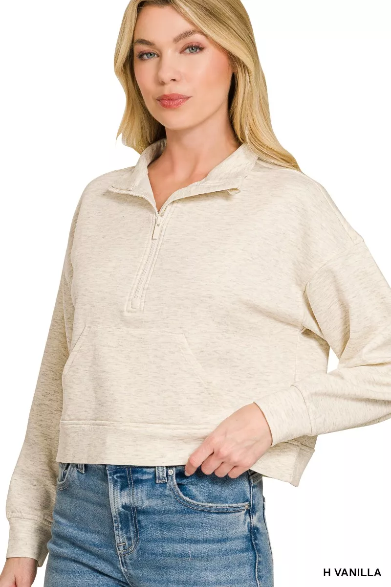 Scuba Half Zip Pullover With Kangaroo Pockets, image 2