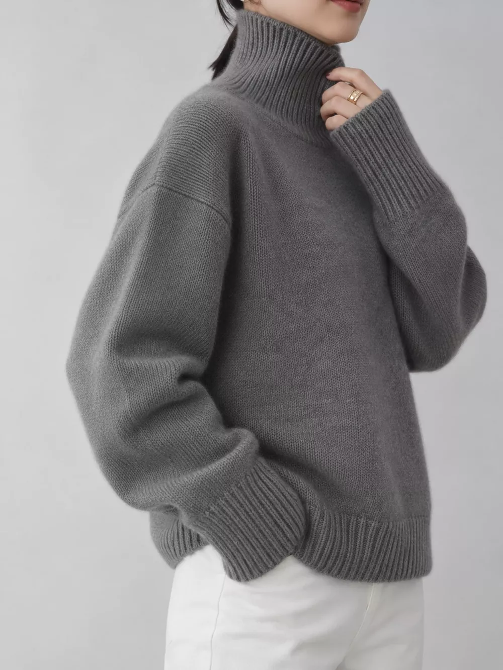 Turtleneck Dropped Shoulder Sweater, image 51