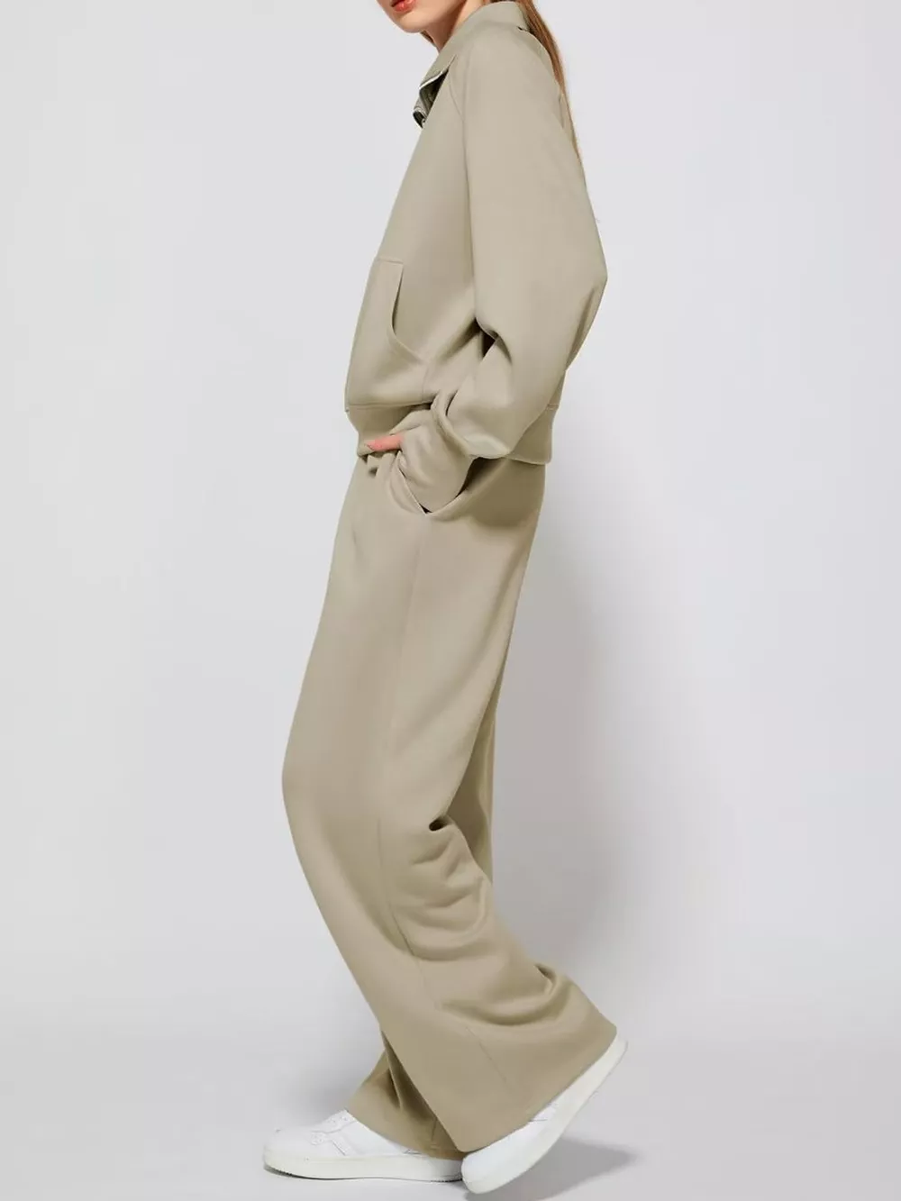 Half-Zip Sweatshirt and Wide-Leg Pants Set, image 24