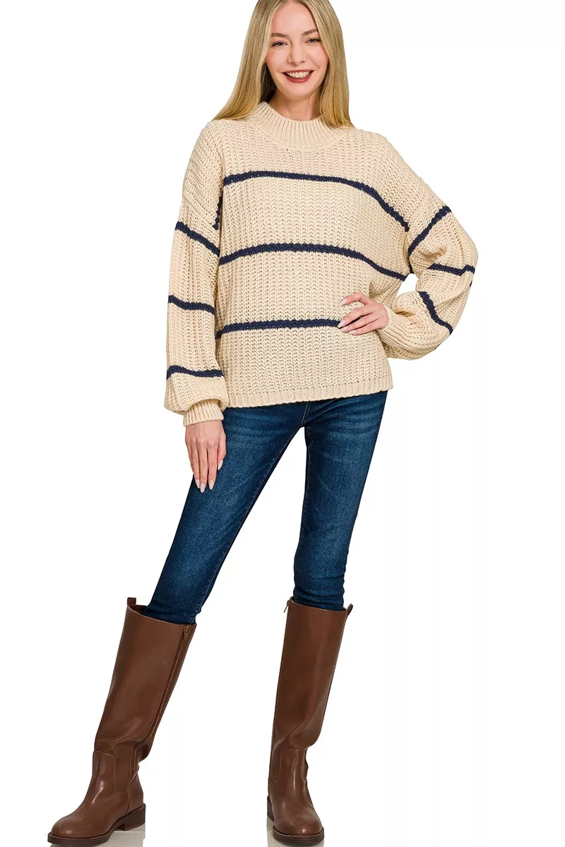 Zenana Oversize Striped Sweater, image 4