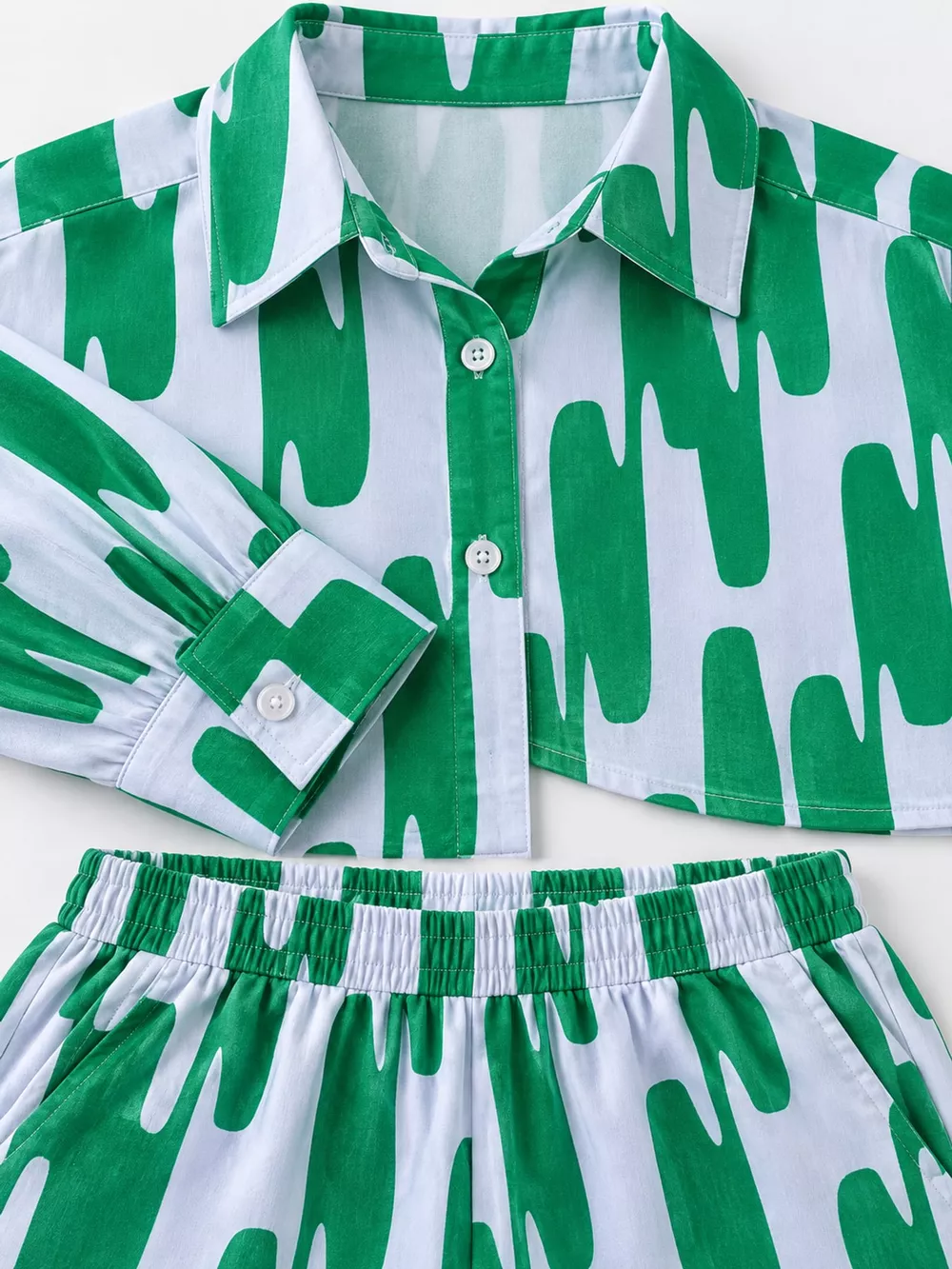 Striped Button-Down Shirt and Wide-Leg Pants Two-Piece Set, image 30