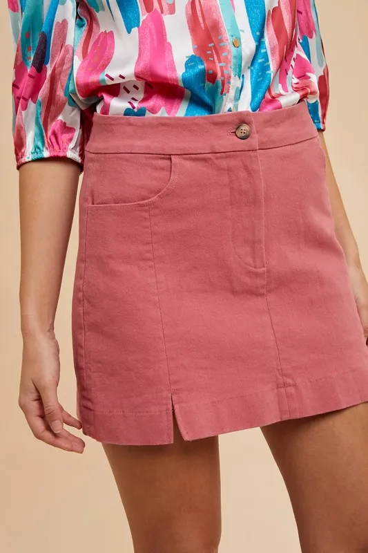 Comfort Stretch Cotton Slit Detailed Mini Skirt, image 2