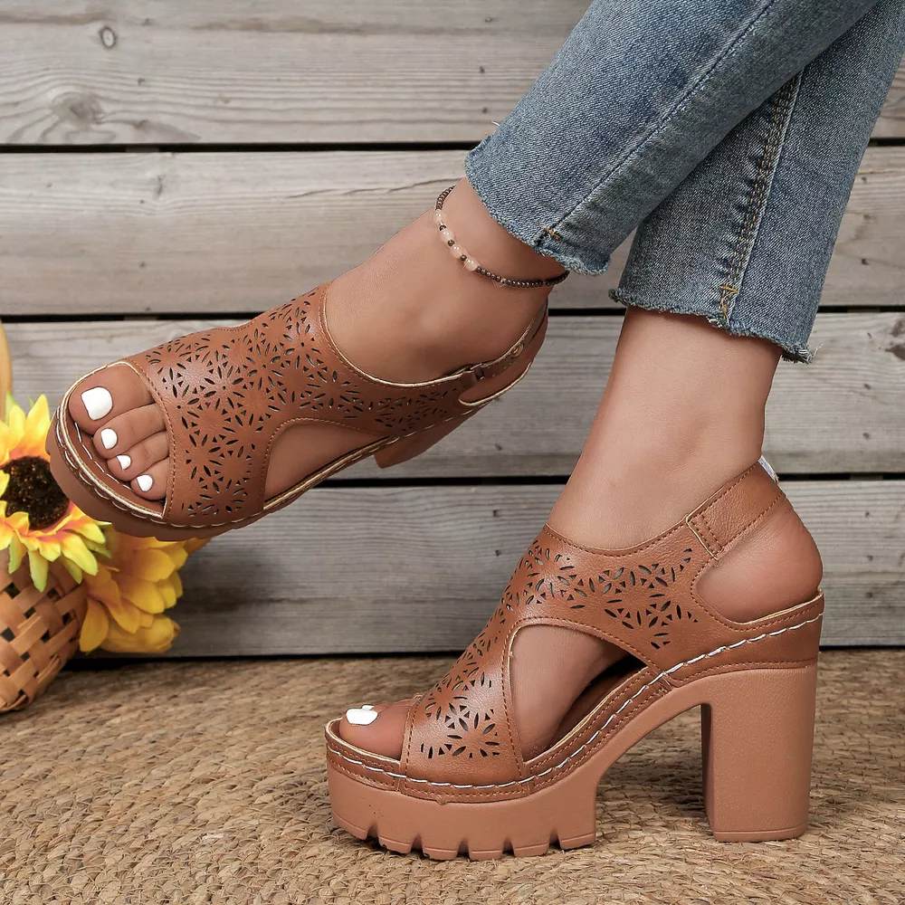Open Toe Block Heels Sandals, image 5