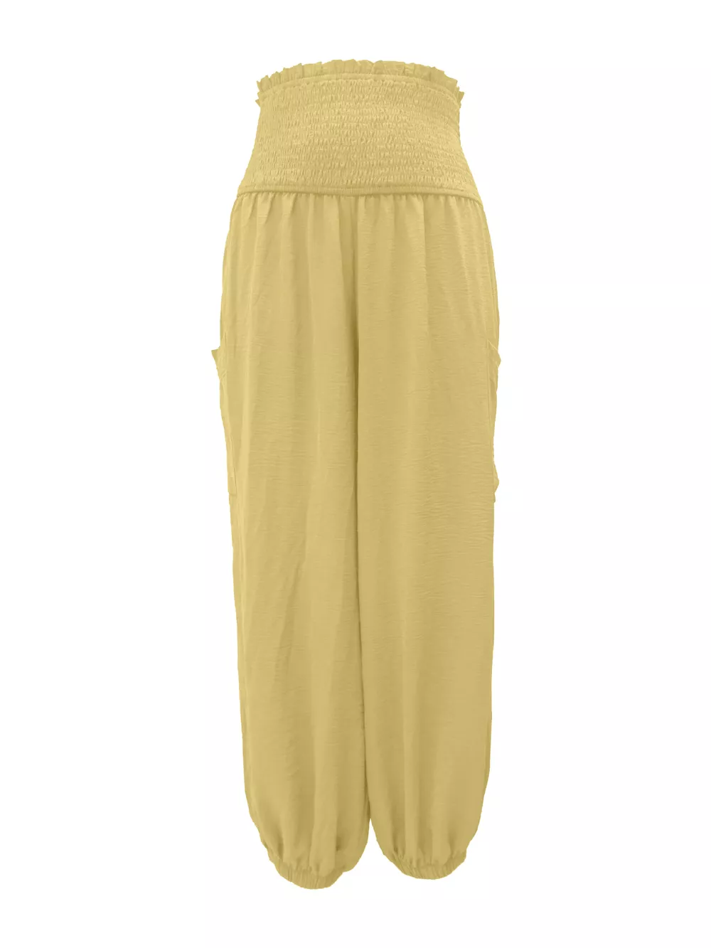 Full Size Smocked Waist Harem Pants with Pockets Plus Size, image 12