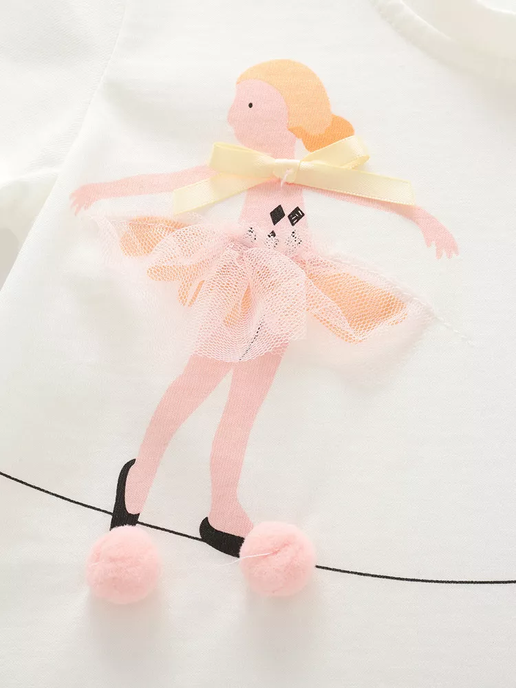 Children's Ballet Dancer Tee and Diamond Pattern Shorts Set, image 4