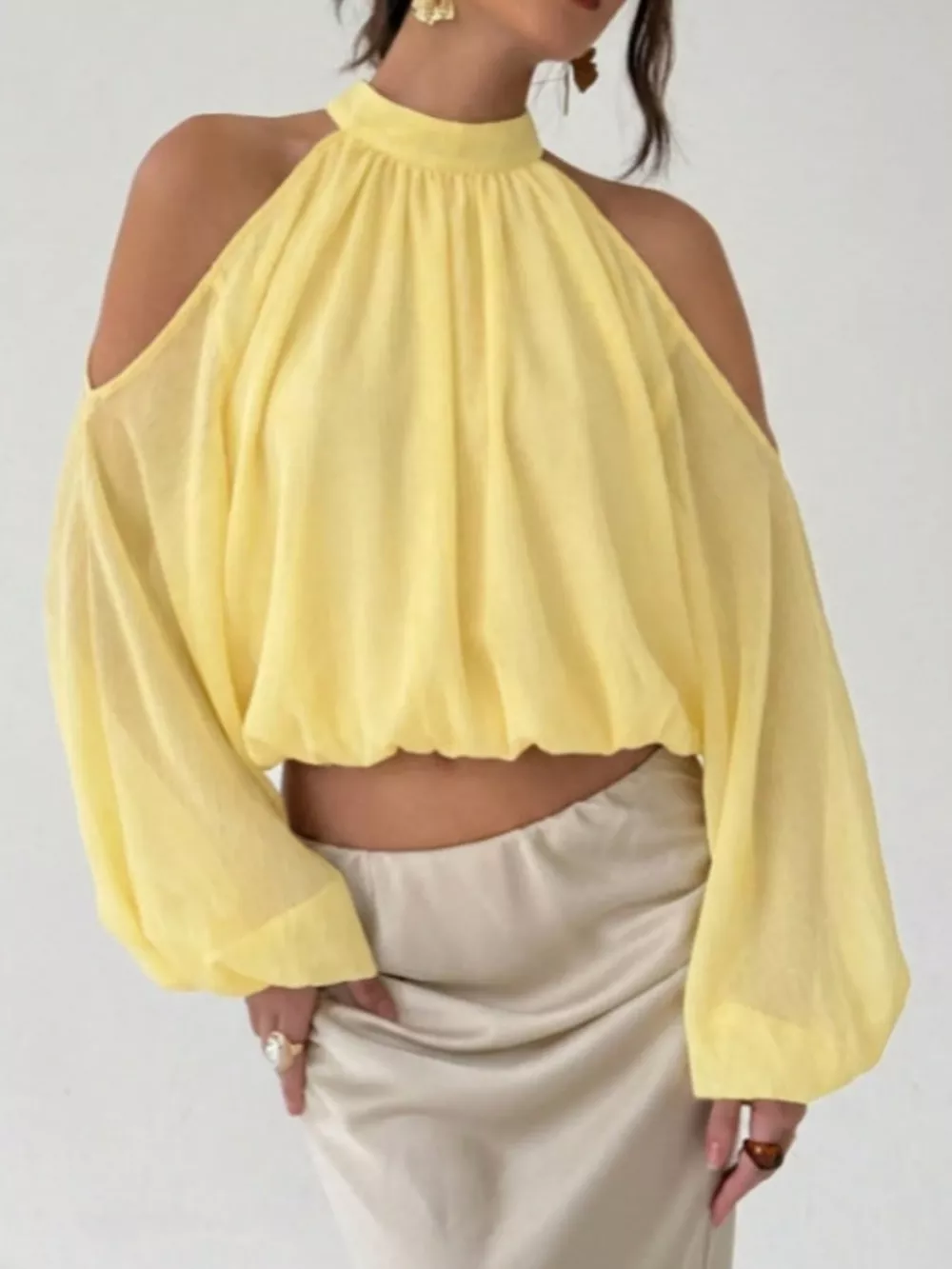 Cold-Shoulder Long Sleeve Blouse, image 11