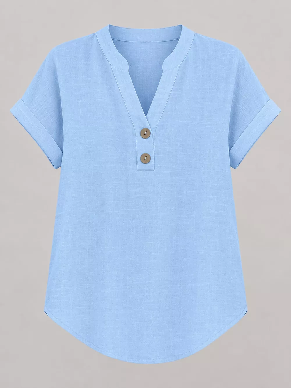 Full Size Button Detail Short Sleeve Blouse Plus Size, image 29