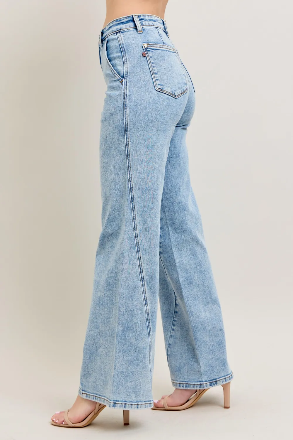 Full Size High Waist Wide Leg Jeans with Skewed Inseam Plus Size, image 4