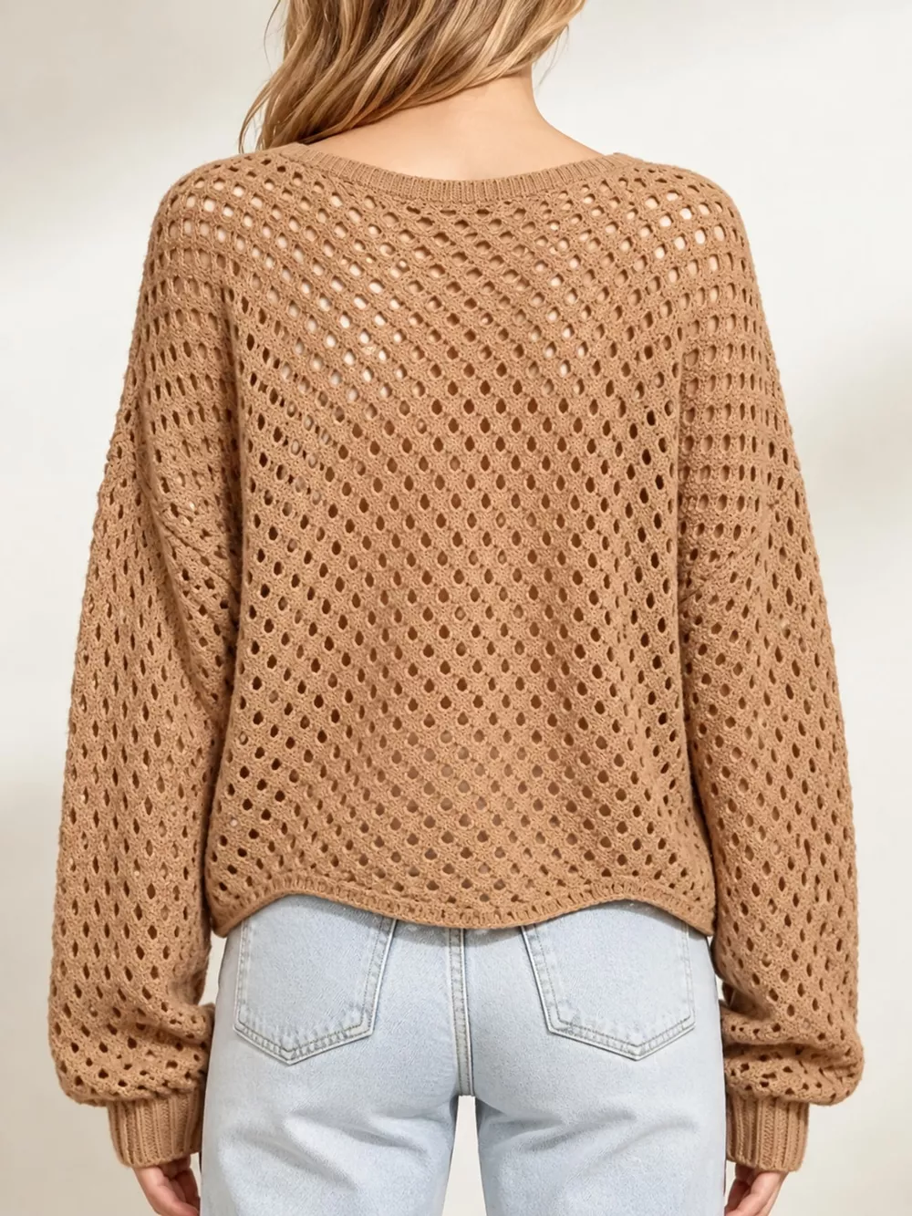 Hollow Out Boat Neck Knit Cover Up, image 11