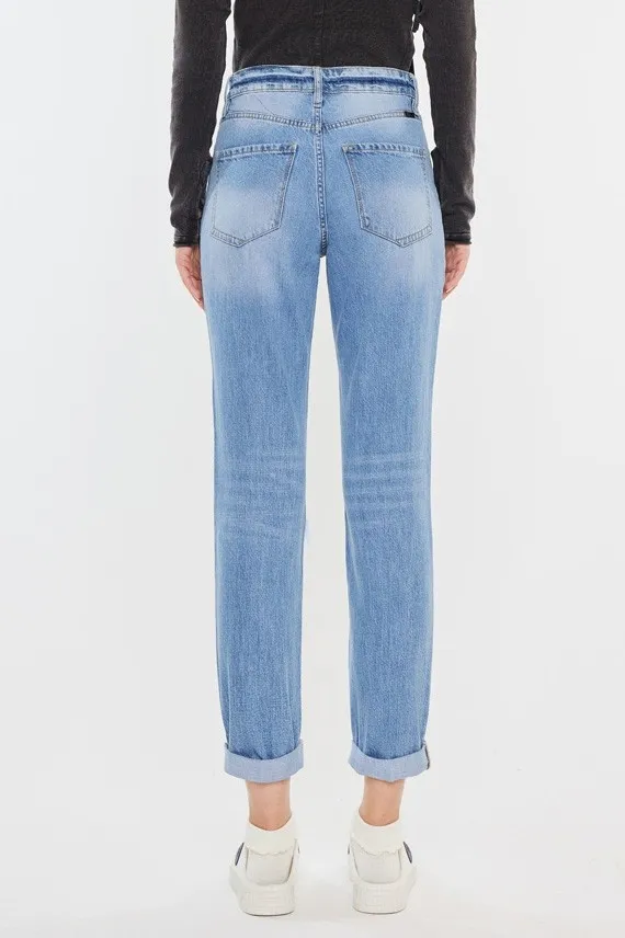 Kancan High Rise Distressed Mom Jeans, image 2