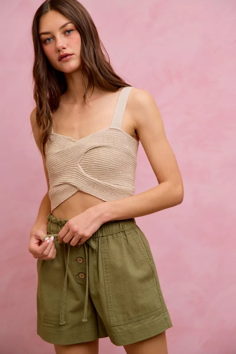 Paper Bag Patch Pocket Drawstring Twill Shorts, image 6