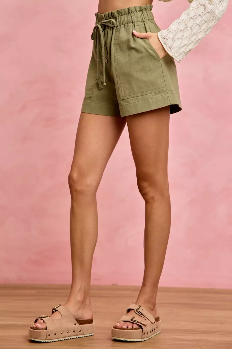 Paper Bag Patch Pocket Drawstring Twill Shorts, image 7