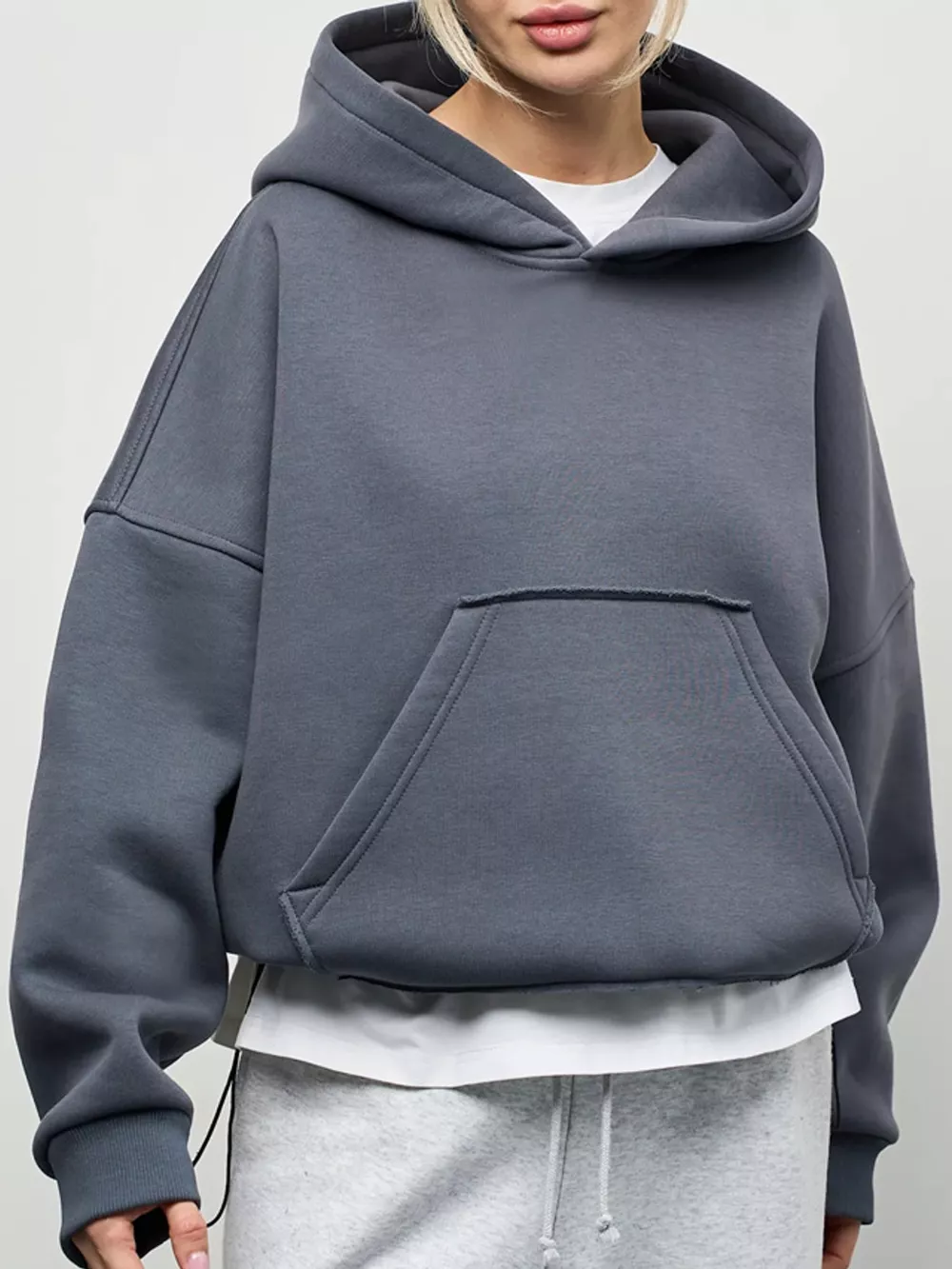 Kangaroo Pocket Dropped Shoulder Hoodie, image 13